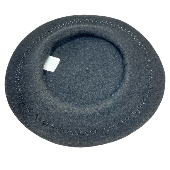 NWT HATSCUTE French Black Wool Beret Hat Black Embellishments One Size - Picture 6 of 12